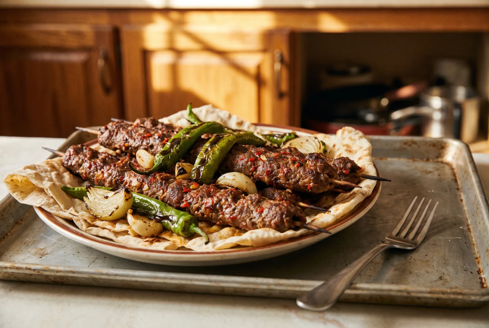 Adana Kebabı — homemade kebabs with hand-chopped meat