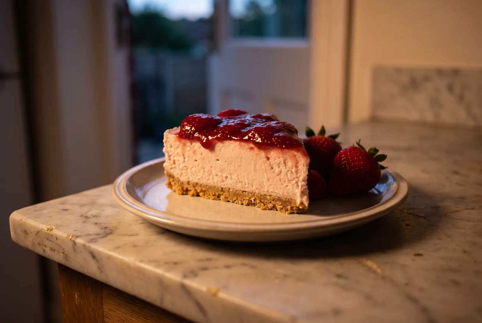 No-Bake Strawberry Cheesecake | Chilled Dessert with a Cookie Crust