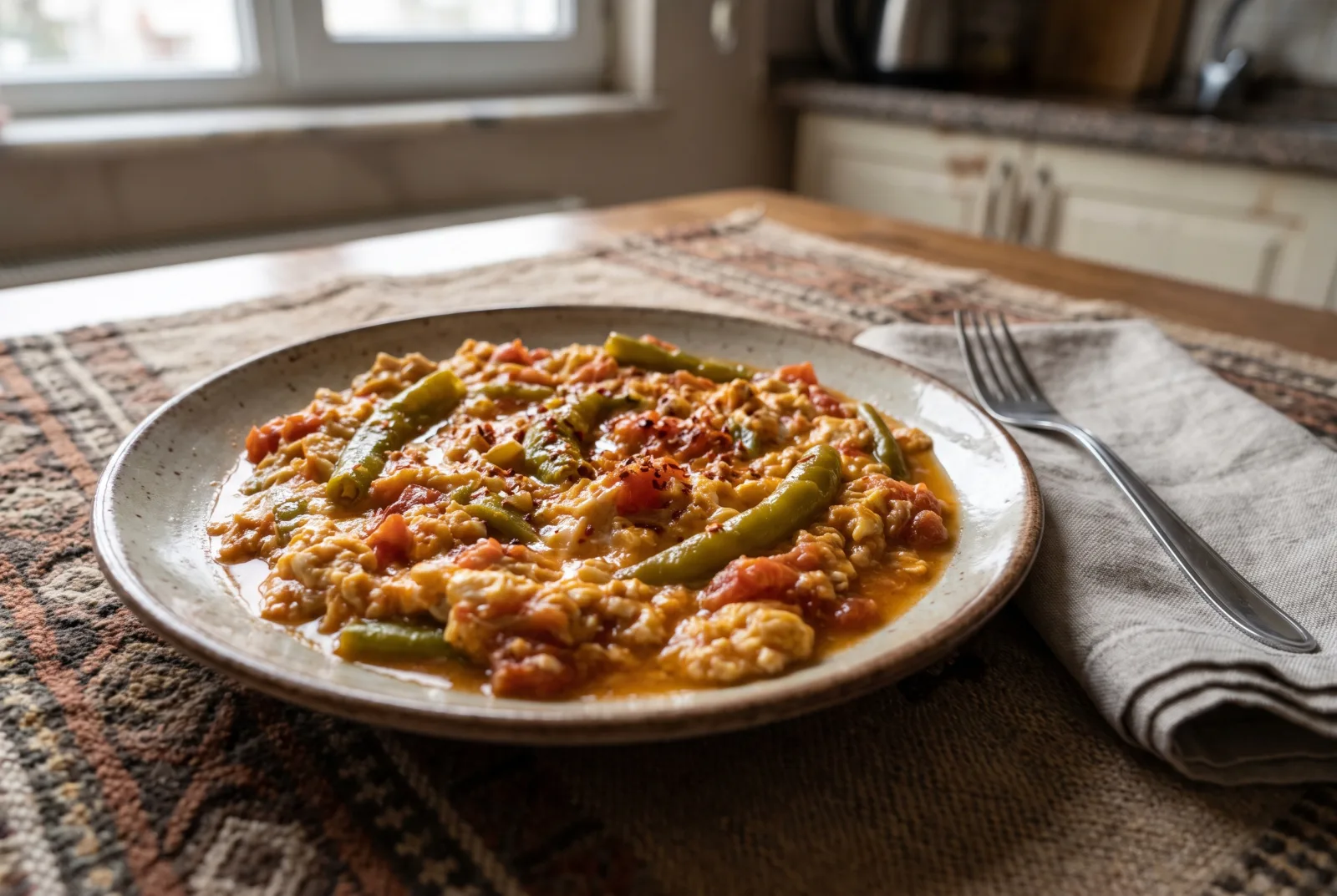 Menemen (Turkish Eggs with Tomatoes and Peppers) | Classic Skillet Breakfast