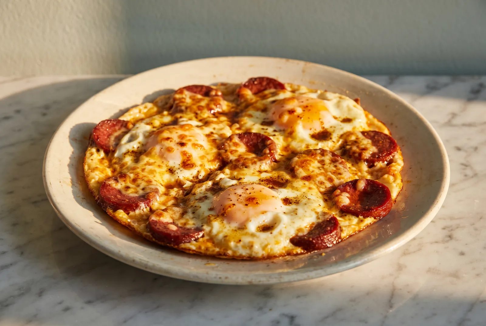 Sahanda Karışık | Skillet Sausage, Cheese, and Eggs
