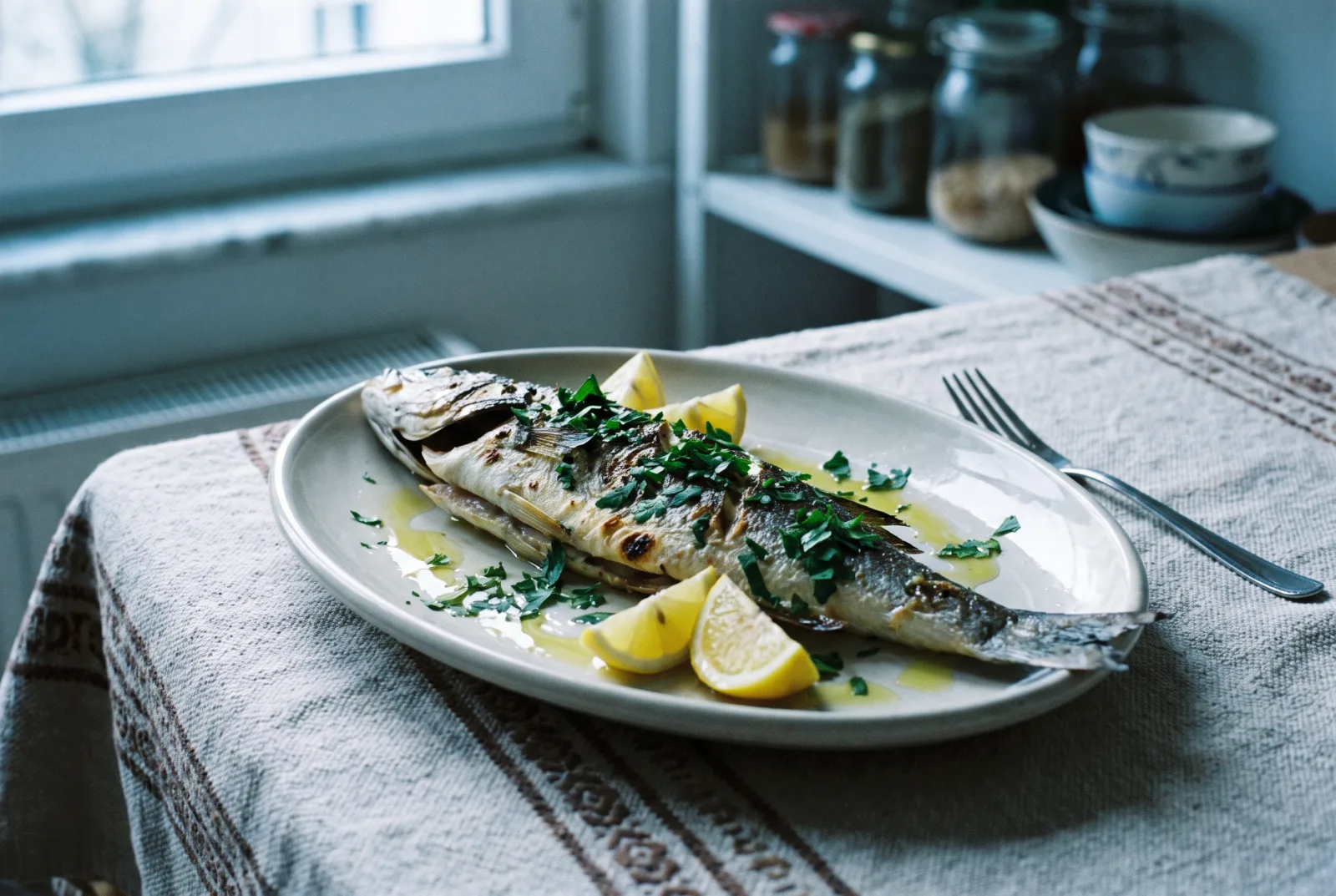 Grilled Sea Bass with Lemon and Olive Oil