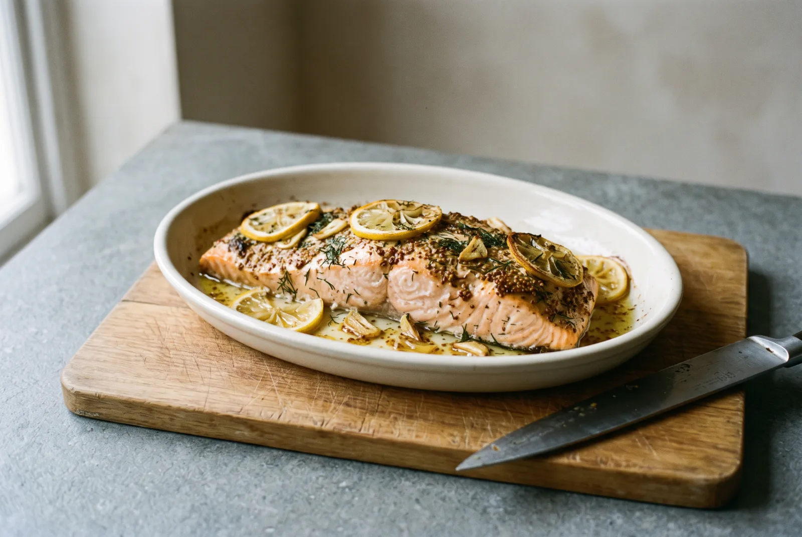 Oven-Baked Salmon with Honey Mustard