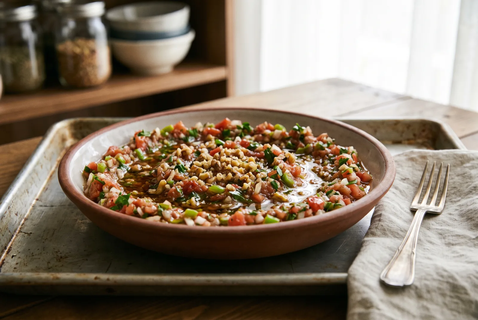 Gavurdagi-Style Spicy Chopped Salad with Walnuts