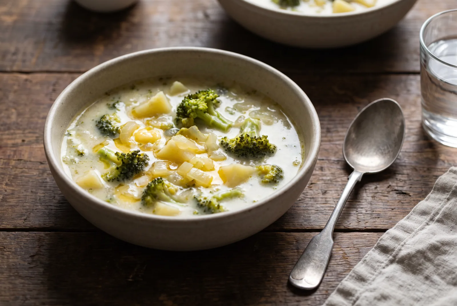 Creamy Broccoli Soup with Toasted Bread