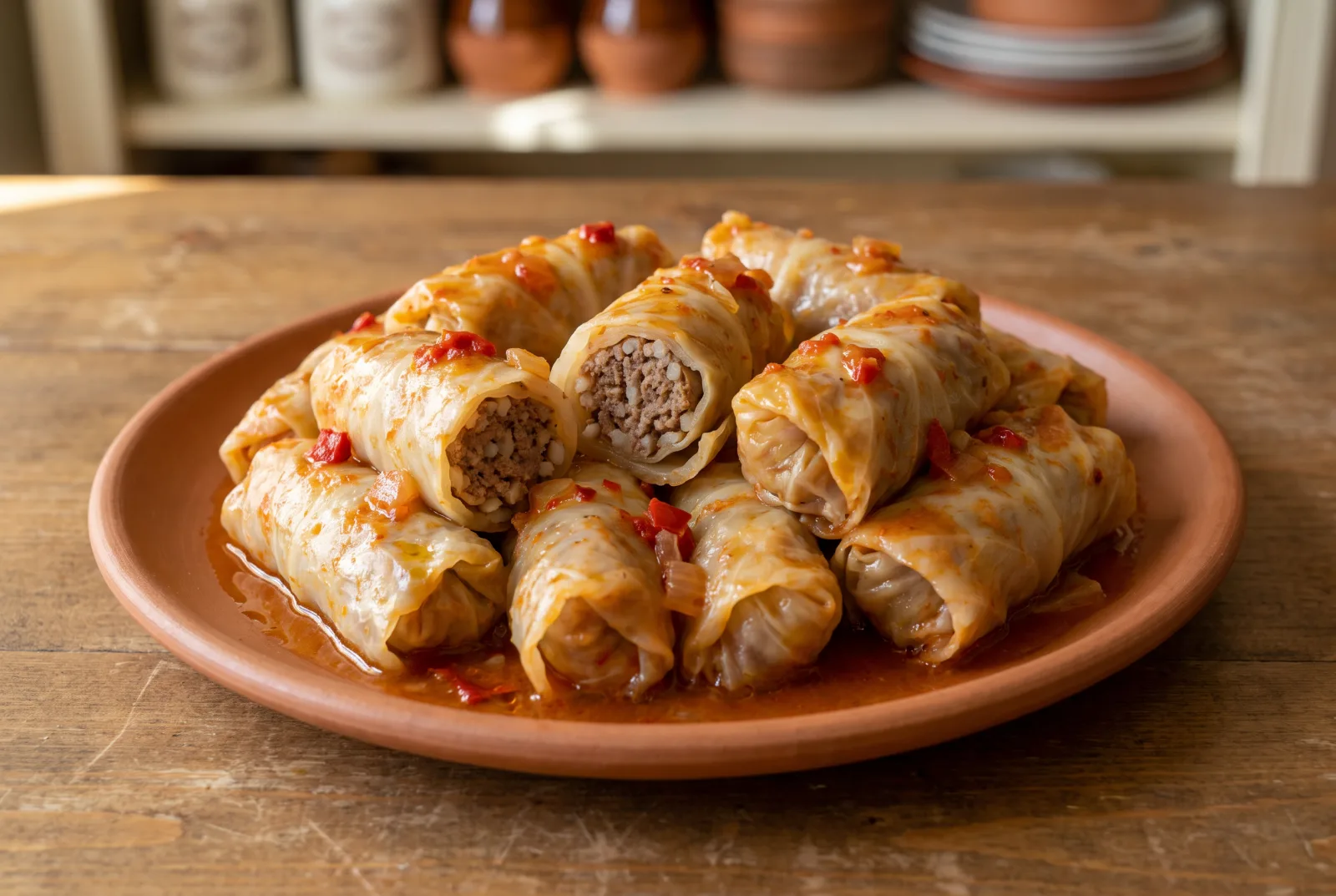 Stuffed Cabbage Rolls with Ground Meat and Rice