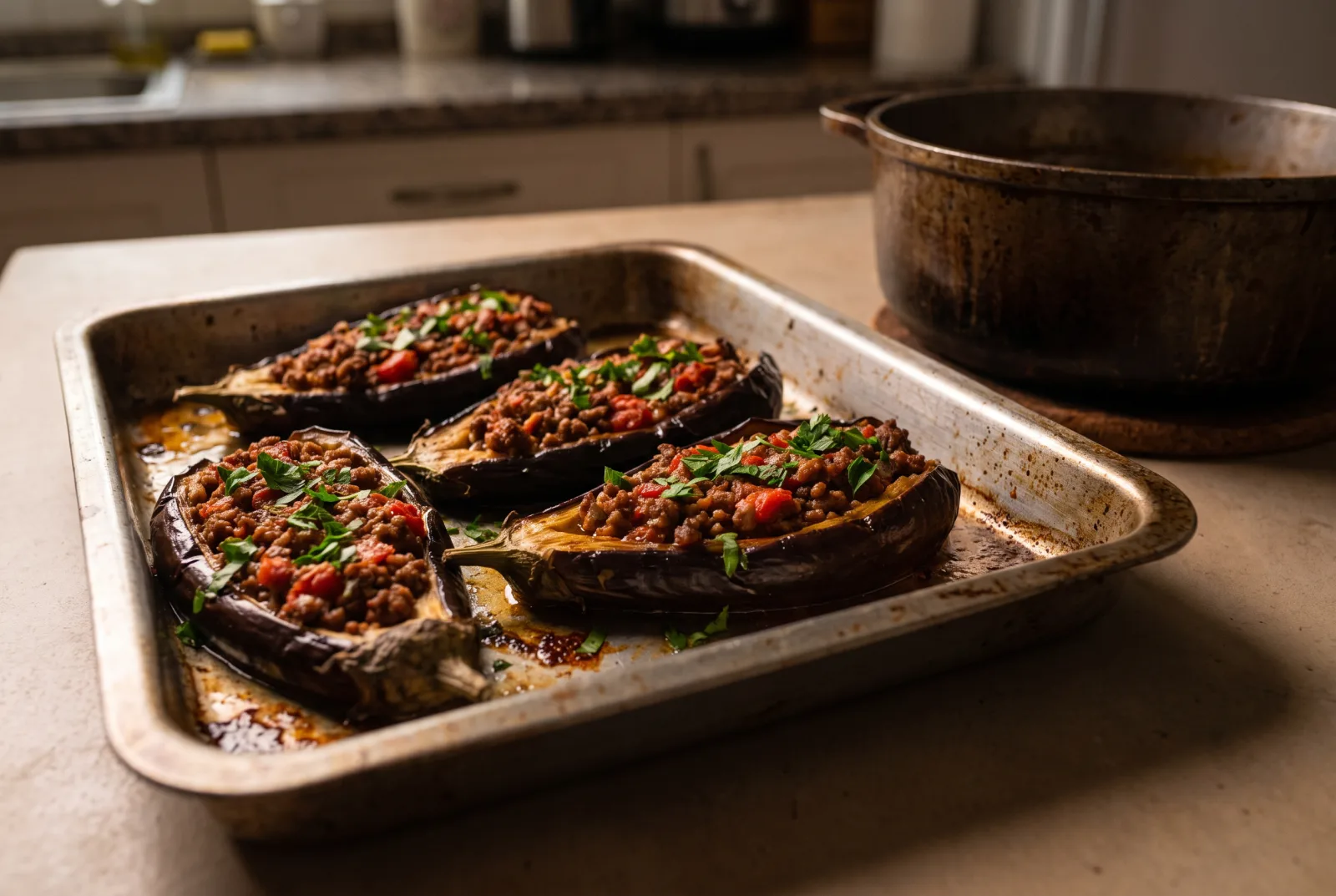 Karniyarik | Turkish Stuffed Eggplant with Ground Meat