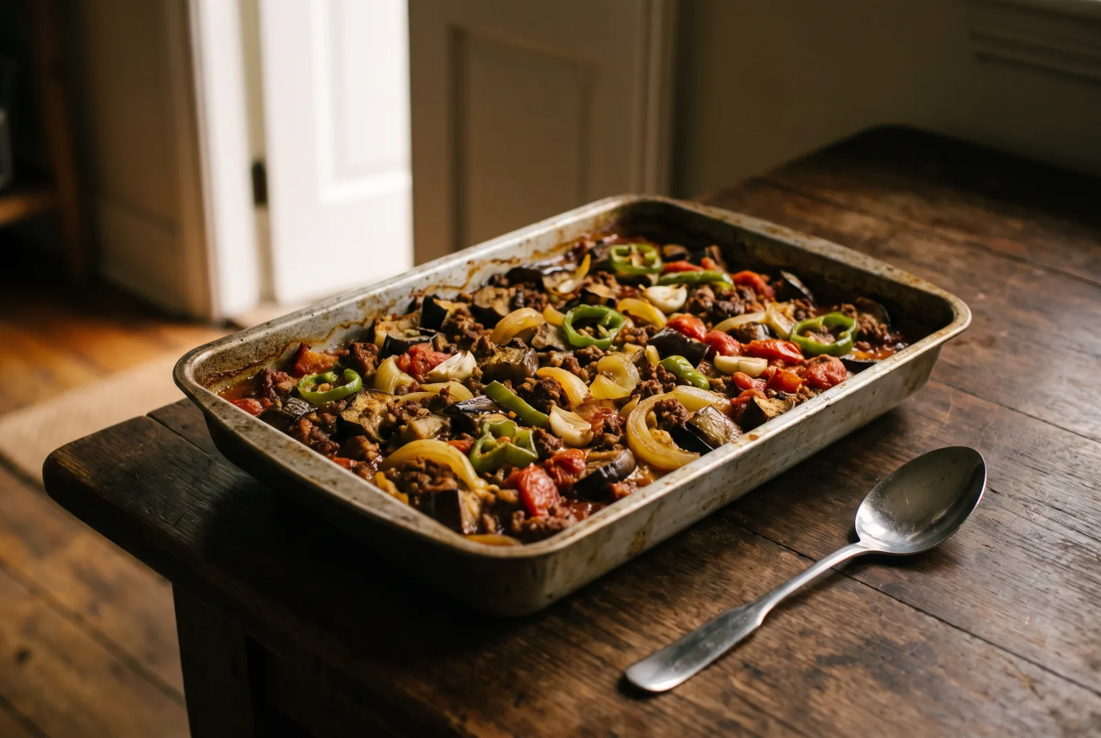 Turkish Eggplant Moussaka with Ground Meat