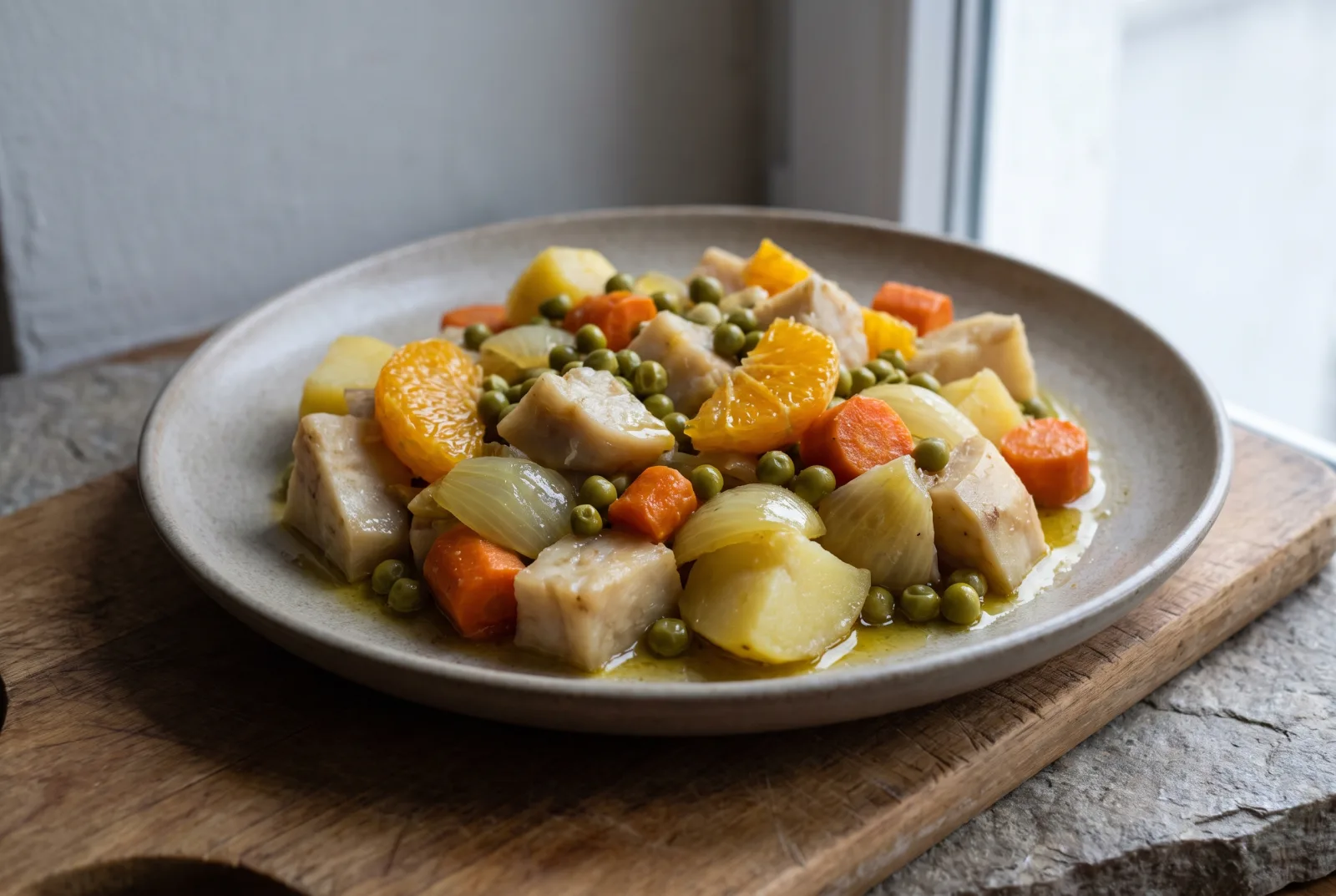 Olive Oil Celeriac Stew | Orange and Peas