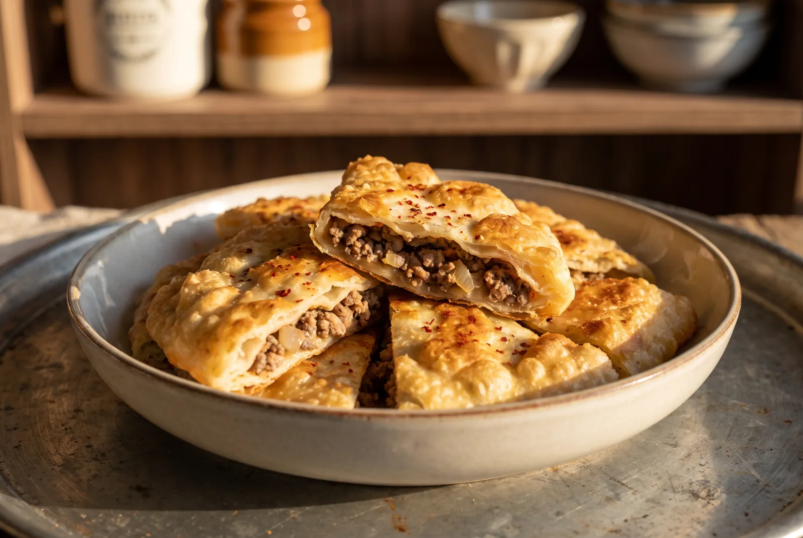 Çiğ Börek | Crimean Tatar Fried Meat Pastries with Ground Meat Filling