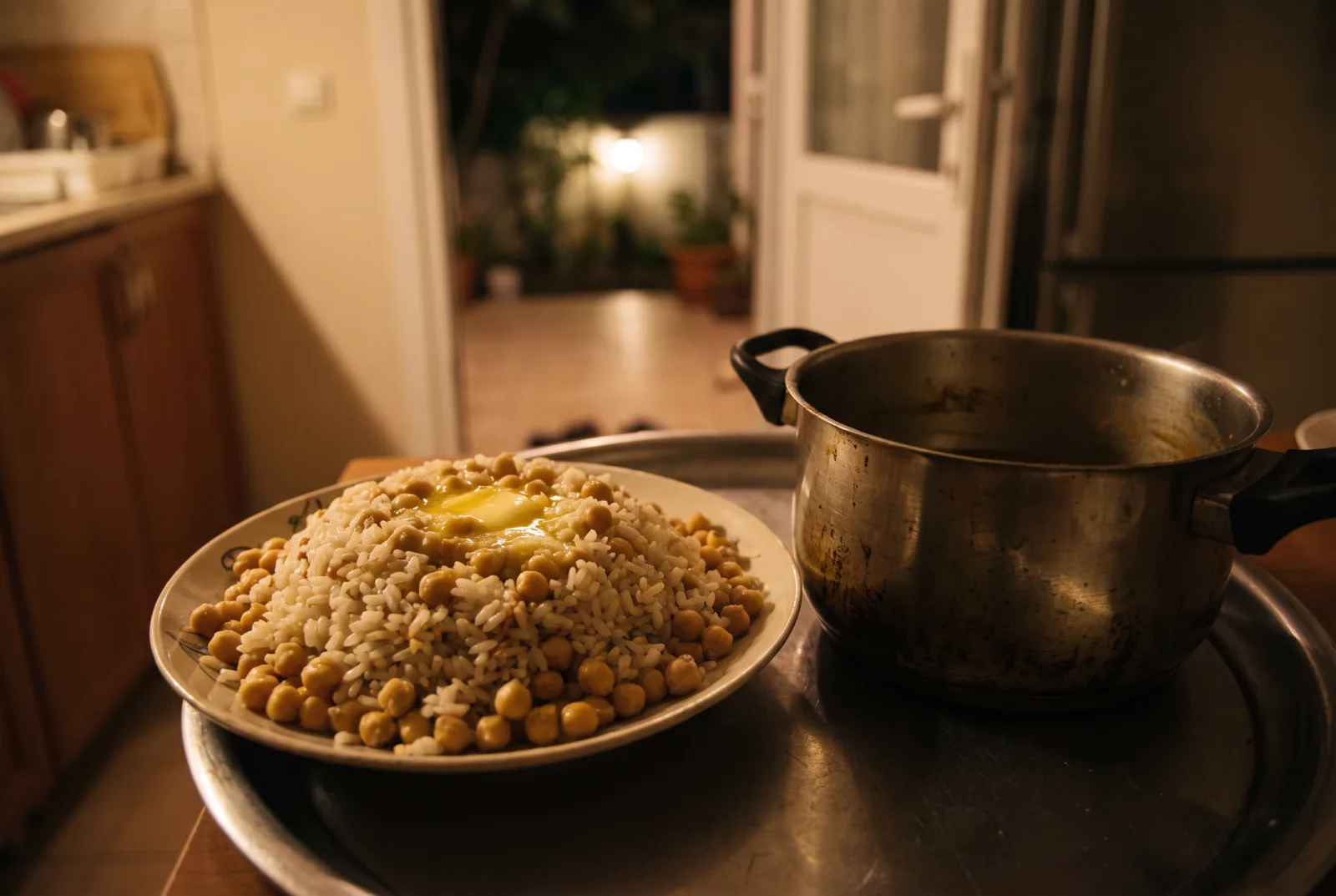 Chickpea Rice Pilaf | Buttered Rice with Chickpeas