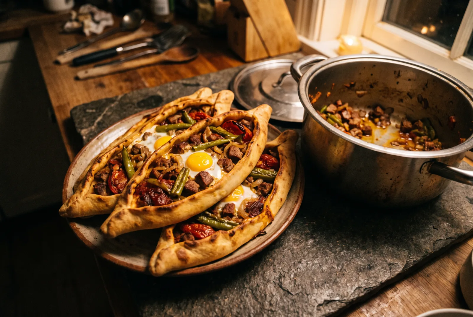 Diced Beef Pide | Oven-Baked Turkish Flatbread with Beef