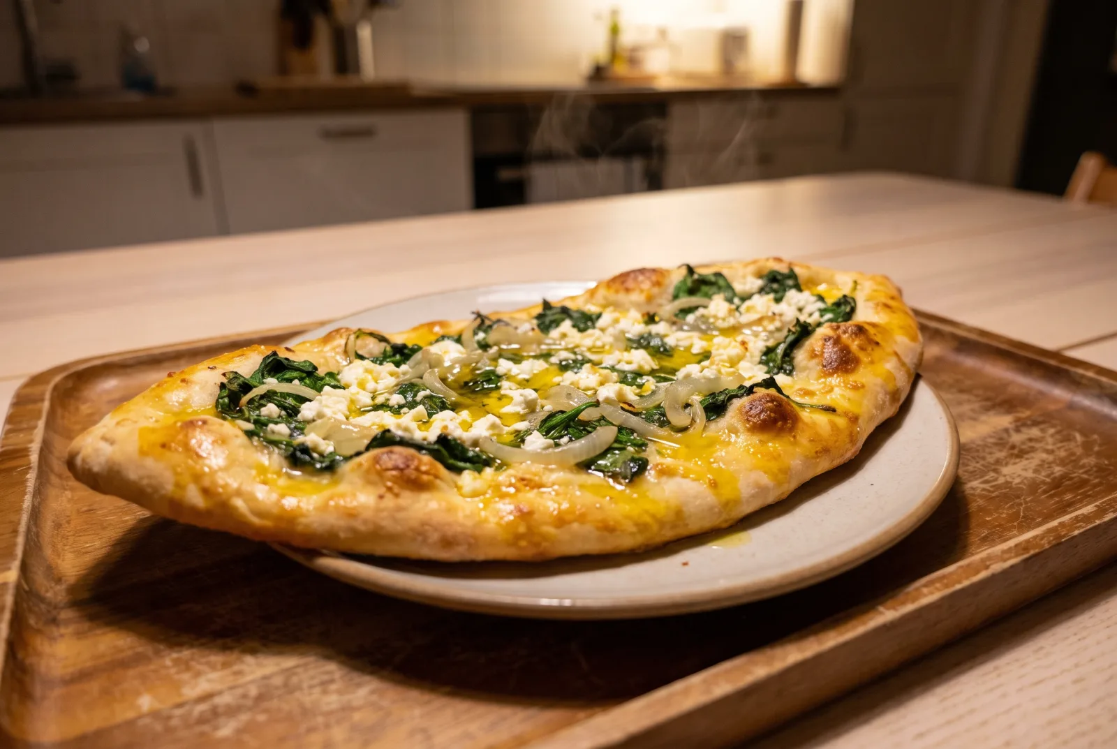 Ispanaklı Pide (Spinach and Cheese Stuffed Turkish Flatbread)