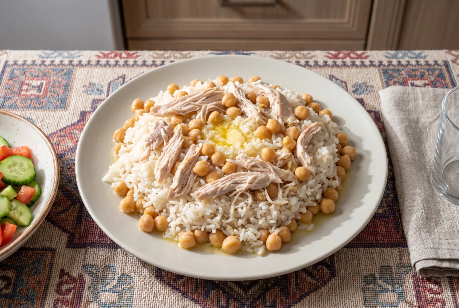 Chicken Rice Pilaf | Buttered Rice with Shredded Chicken