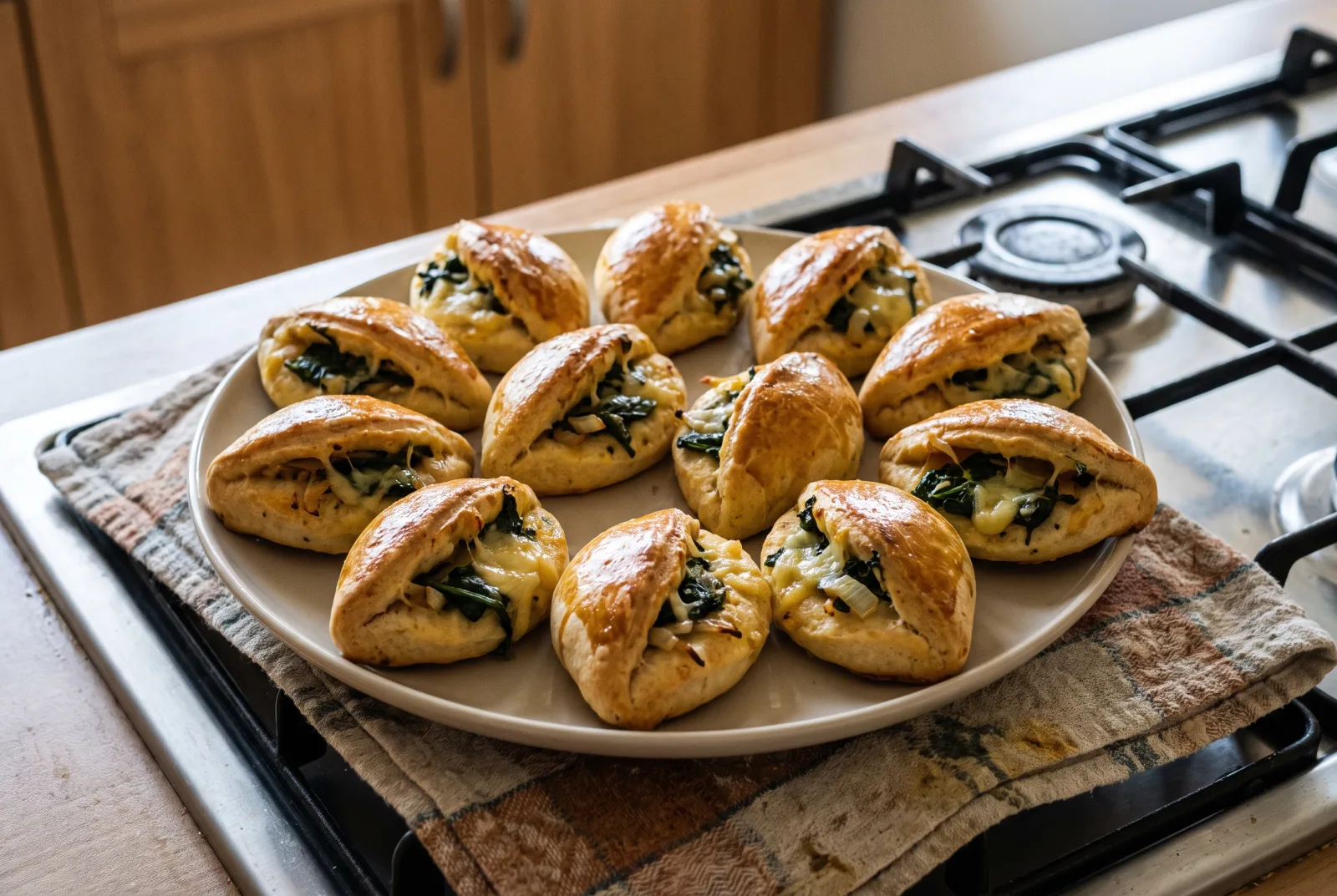 Ispanaklı Poğaça (Spinach Breakfast Buns) | Yeasted Turkish Savory Buns