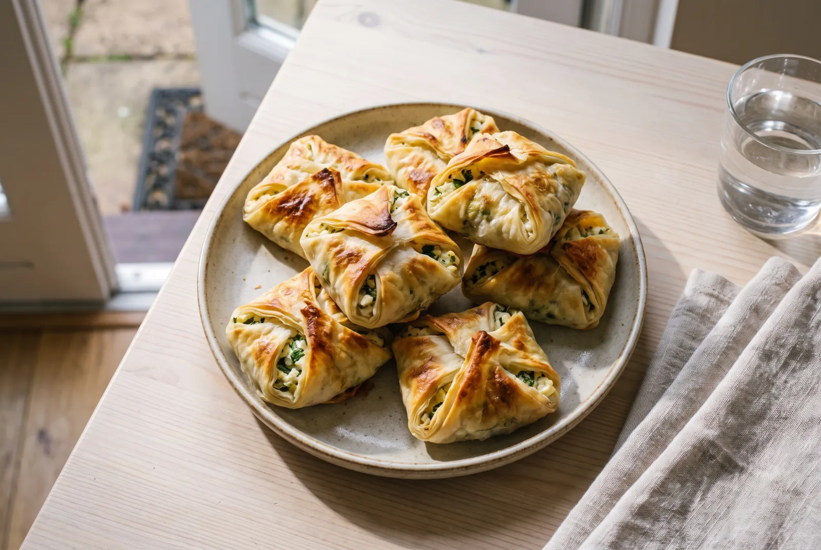 Pouch-Folded Cheese Pastries | Phyllo with Cheese and Parsley