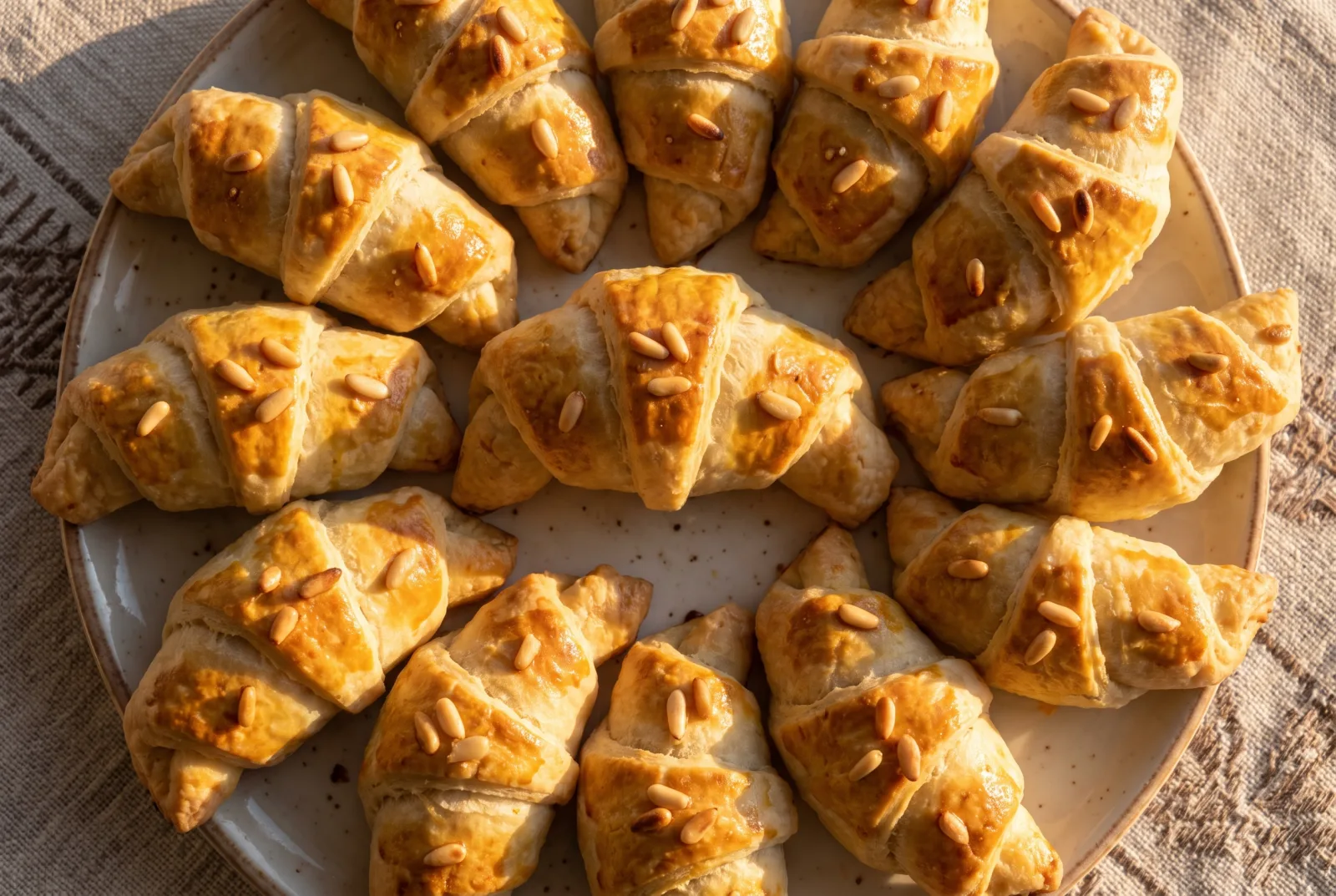 Braided Holiday Crescent Bread | Sweet Pine Nut Filling
