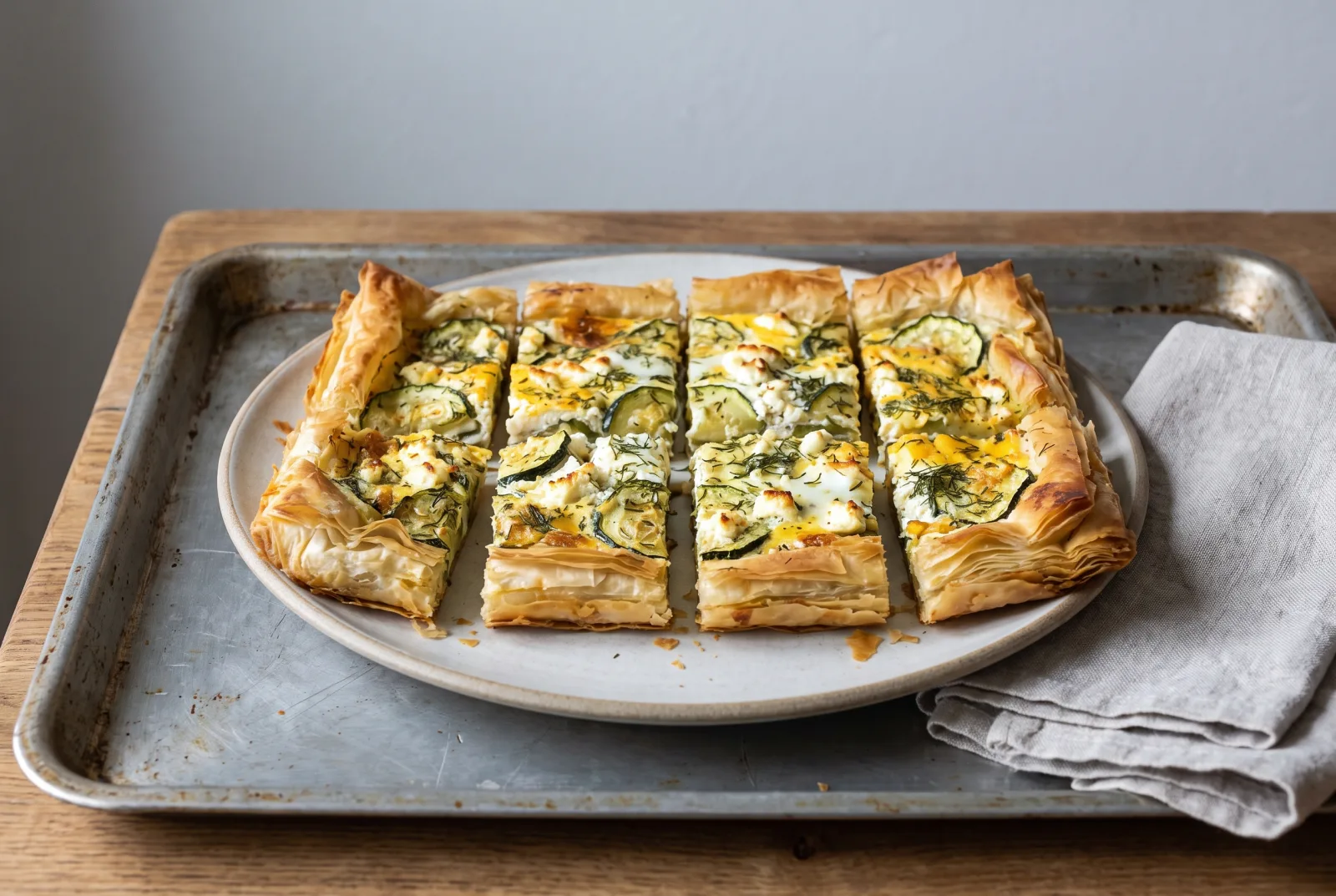 Zucchini Phyllo Pie | Cheese and Zucchini Layered Pastry