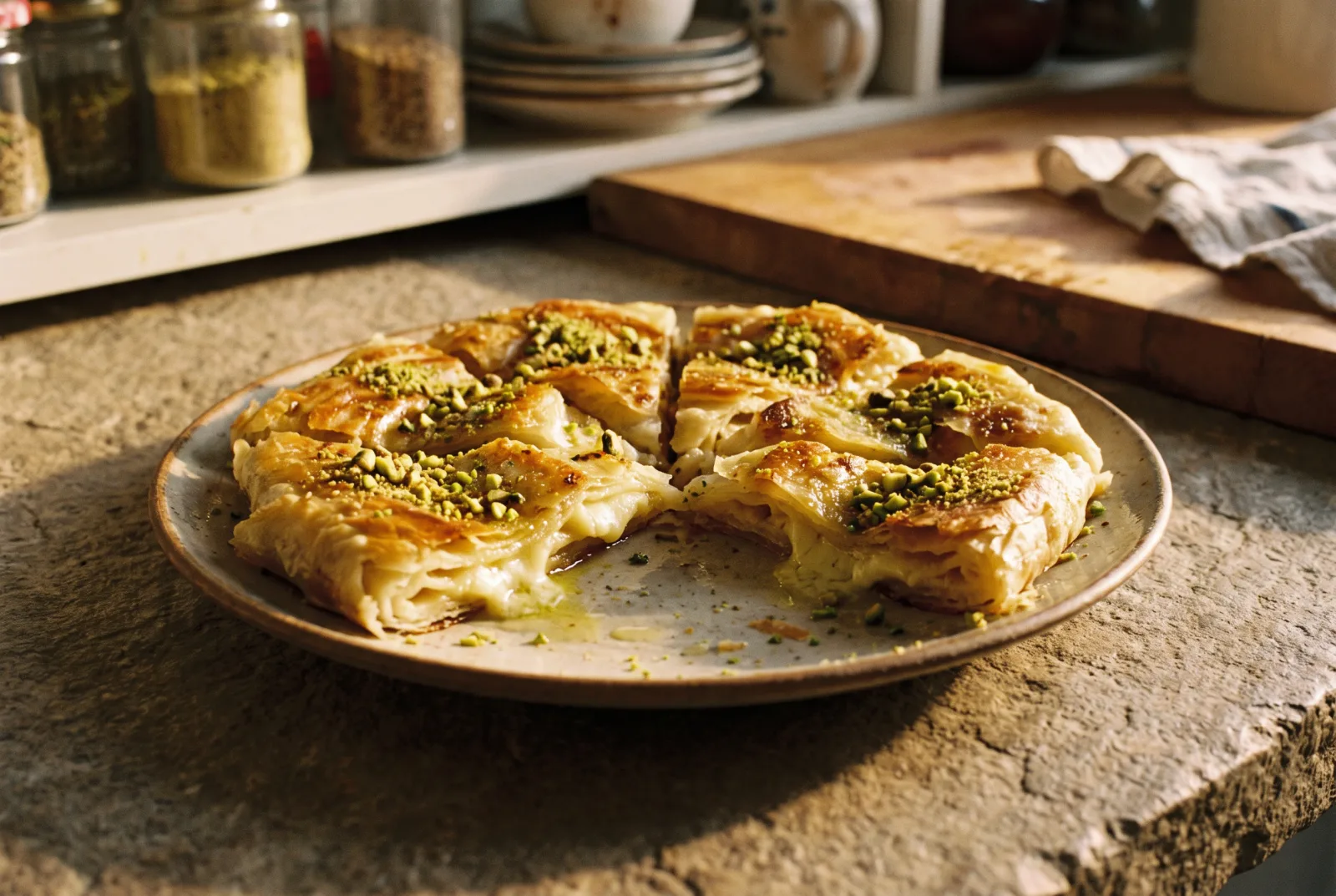 Katmer (Gaziantep-Style Pistachio and Clotted Cream Layered Pastry)