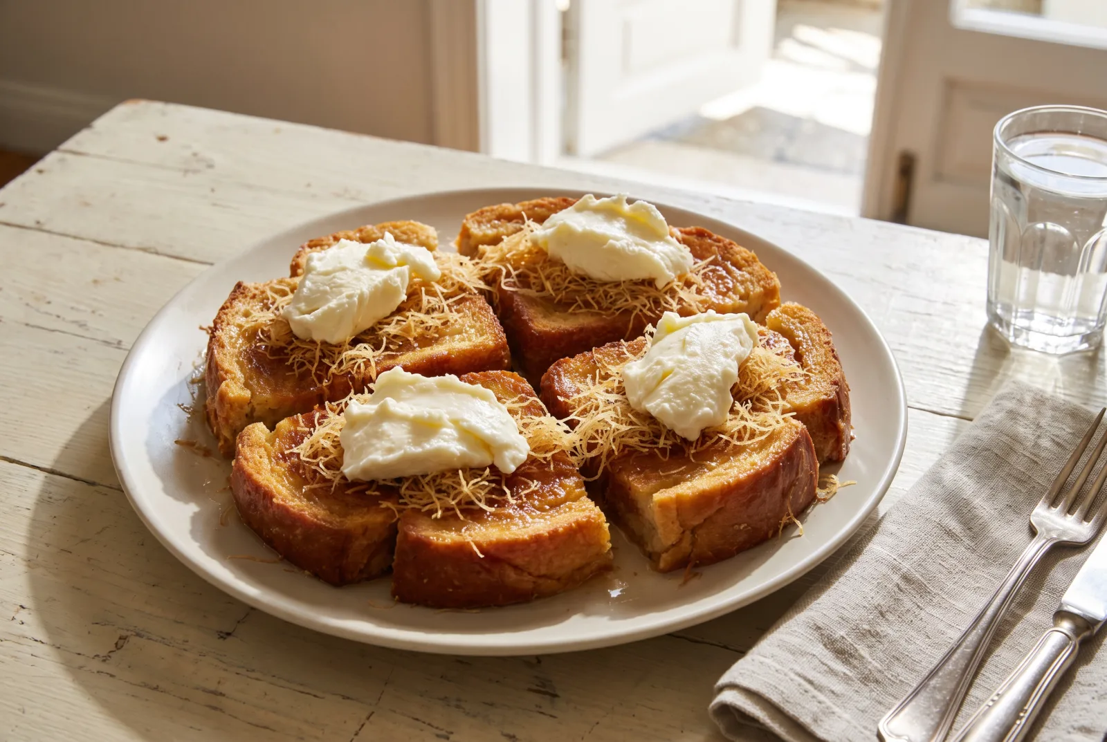 Ekmek Kadayıfı | Syrup-Soaked Sweet Bread with Clotted Cream