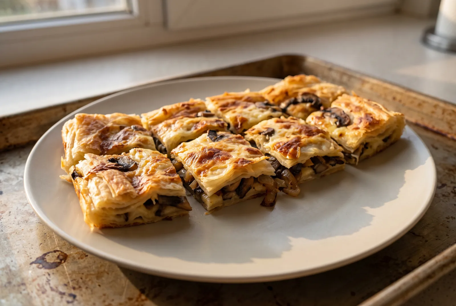 Mushroom Phyllo Pie | Sautéed Mushroom Filling