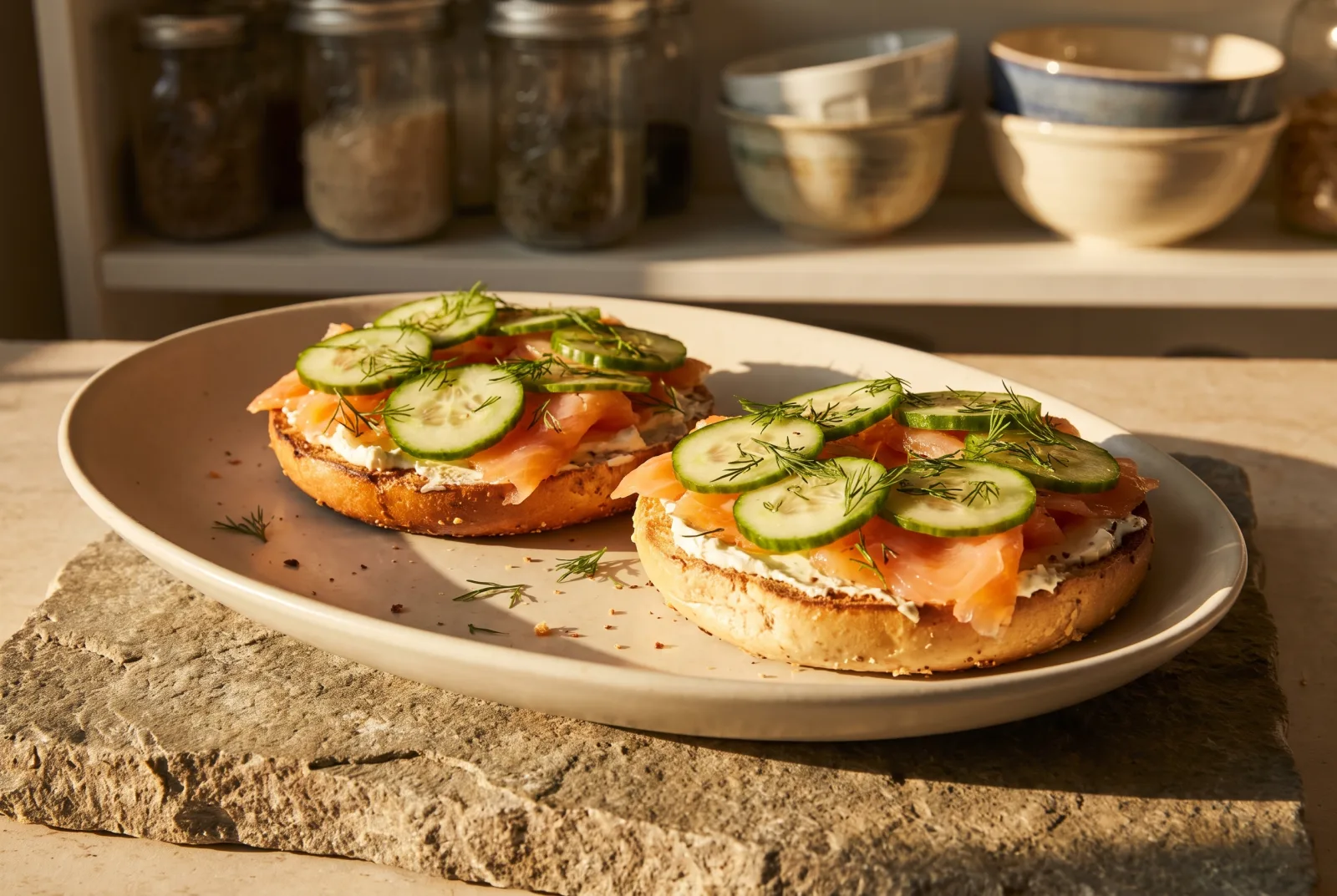 American-Style Bagel Sandwich | Smoked Salmon Breakfast