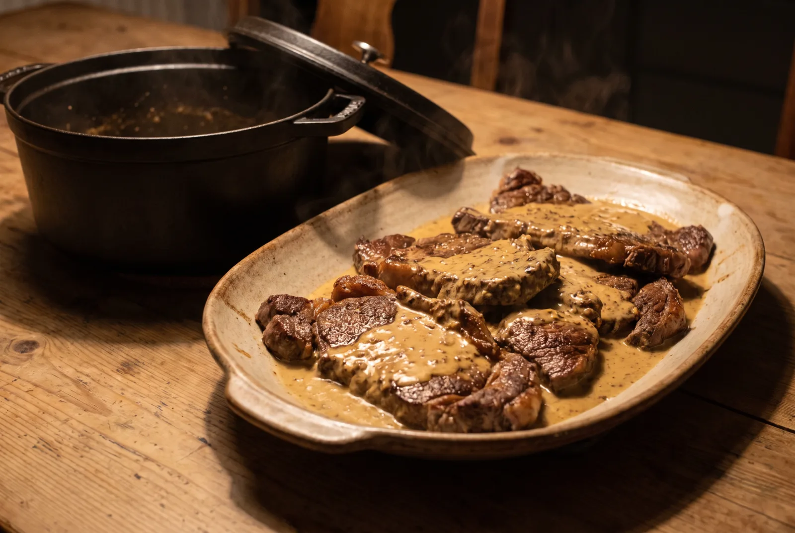 Strip Steak | French-Style with Black Pepper Sauce