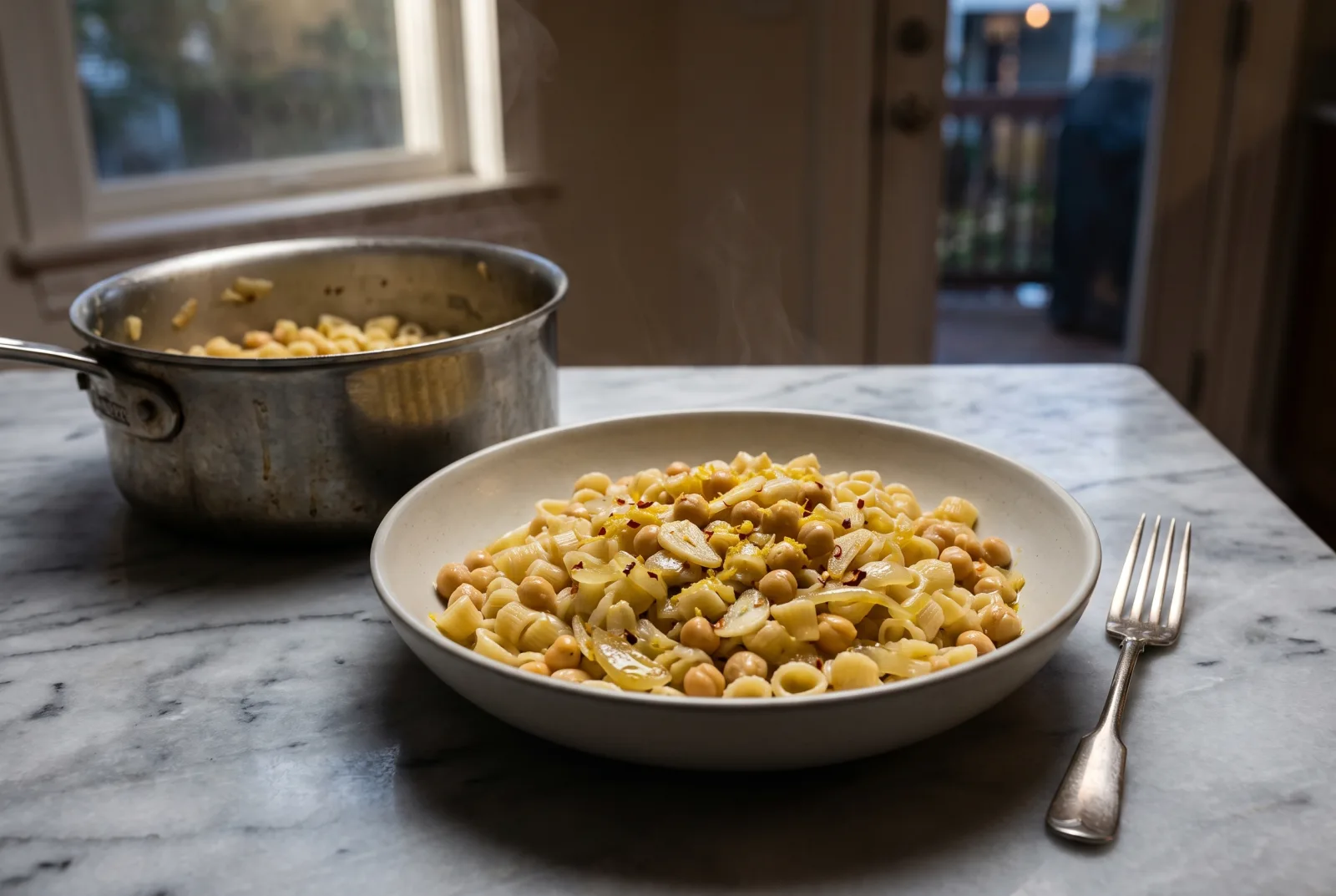 Mediterranean Chickpea Pasta | Vegan Pasta with Olive Oil