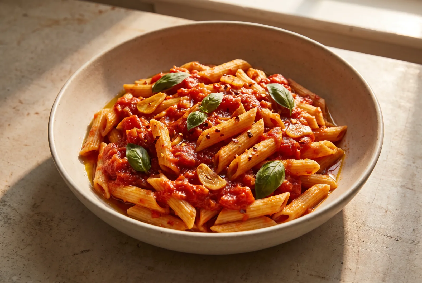 Spicy Arrabbiata Pasta | Italian Pasta with Garlic Tomato Sauce
