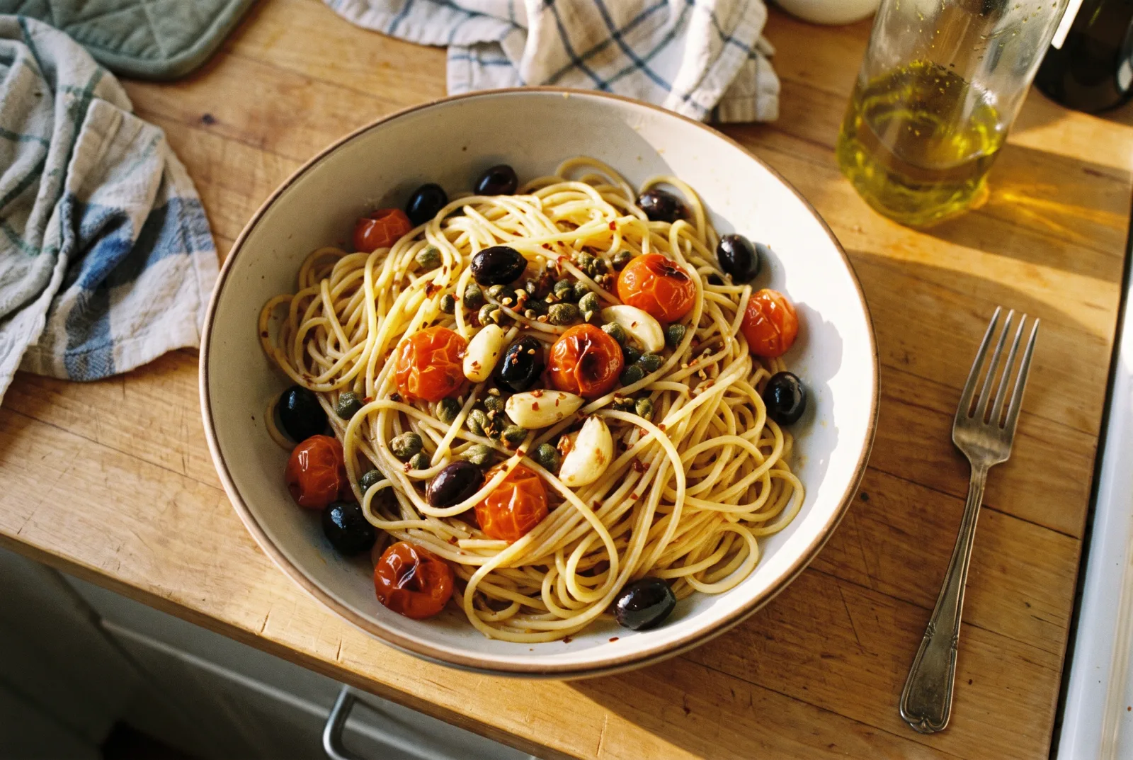 Olive and Caper Puttanesca Pasta | Mediterranean-Style Recipe