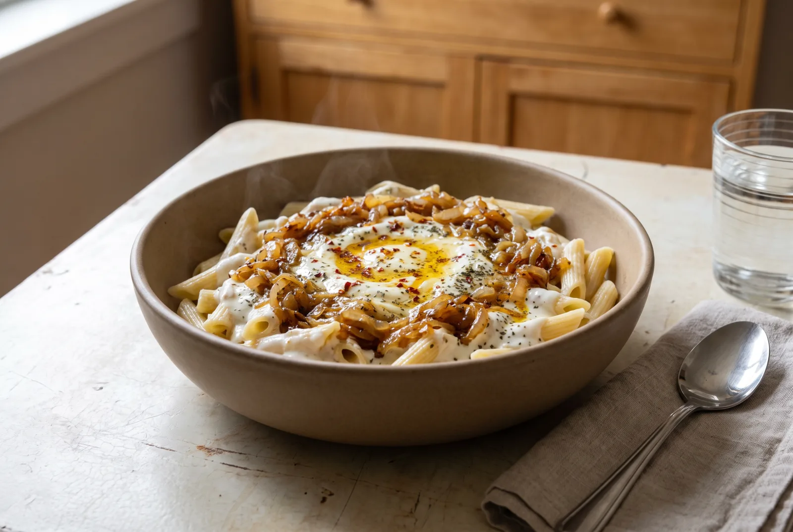 Turkish Pasta with Yogurt and Onion | Home-Style Dish
