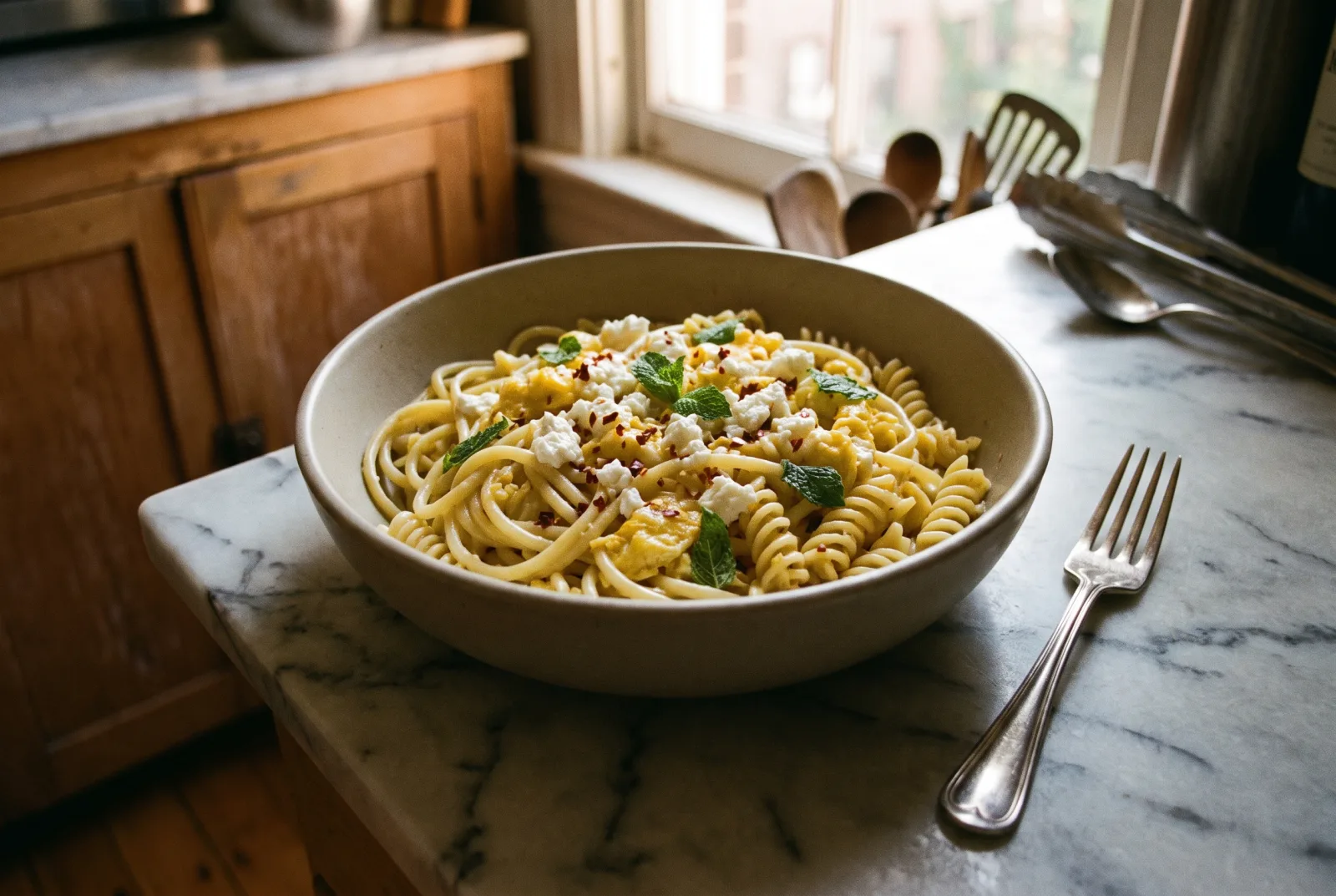 Egg and White Cheese Pasta | Turkish-Style Breakfast