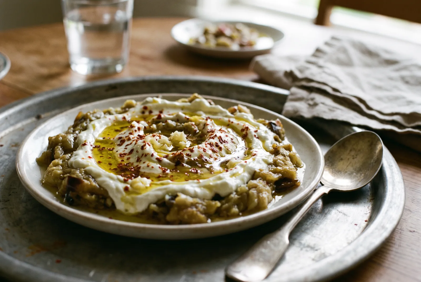 Patlicanli Yogurt — Turkish Fried Eggplant with Garlic Yogurt