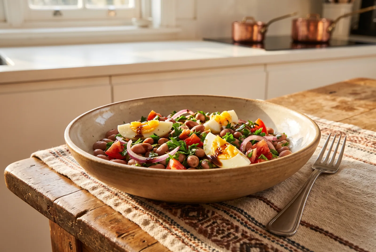 Borlotti Bean Piyaz | Turkish Bean Salad with Eggs