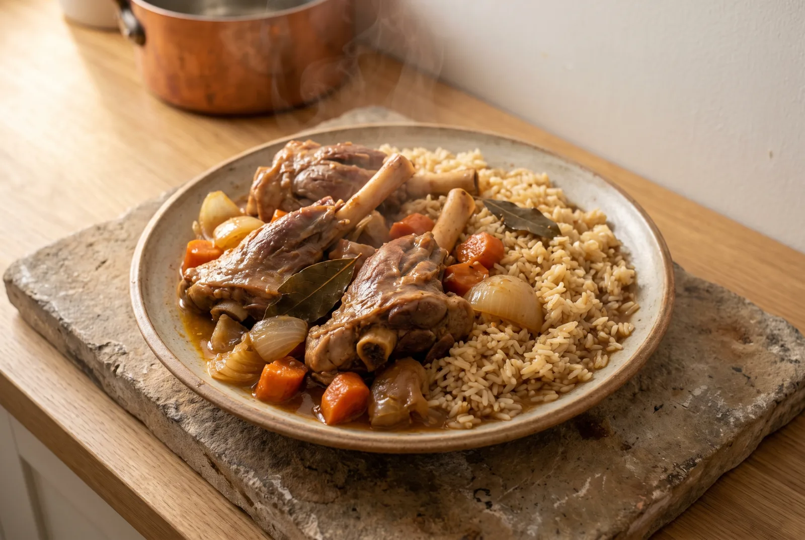 Bursa-Style Lamb Shank with Rice Pilaf