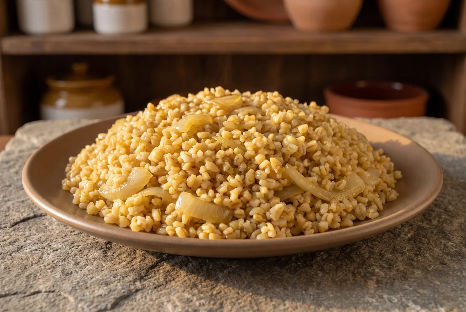 Olive Oil Bulgur Pilaf with Onion