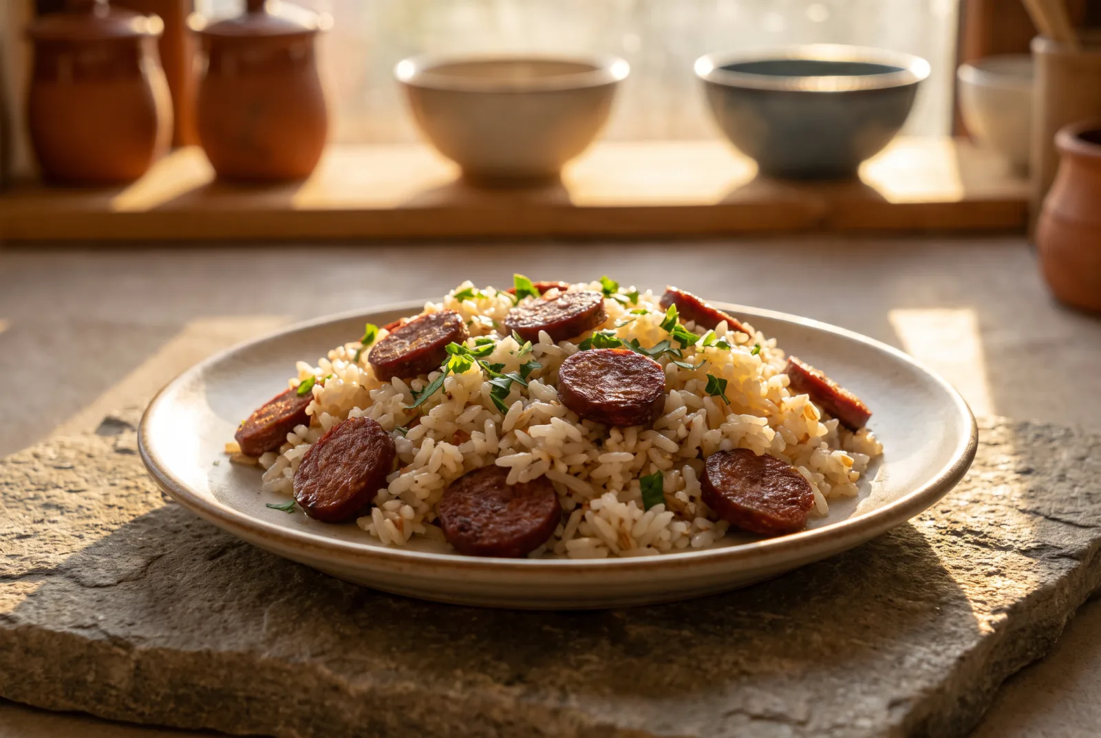 Rice Pilaf with Turkish Spiced Sausage | A Hearty Breakfast Pilaf
