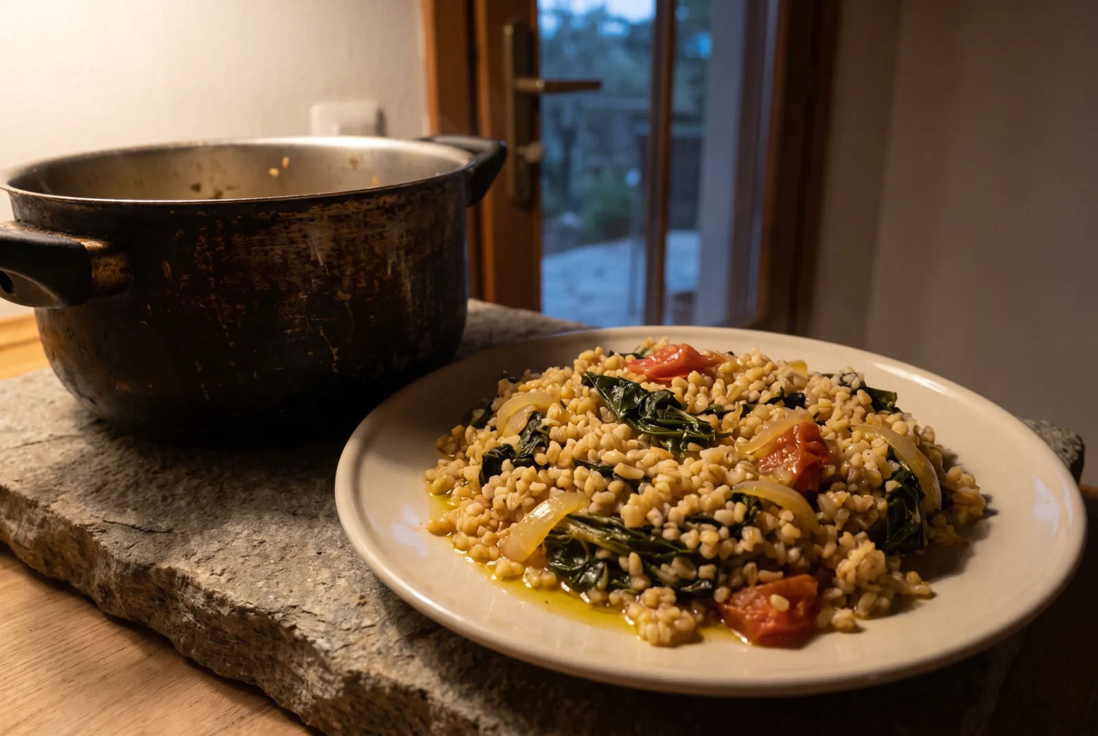 Pazılı Bulgur Pilavı — Turkish Chard and Bulgur Pilaf