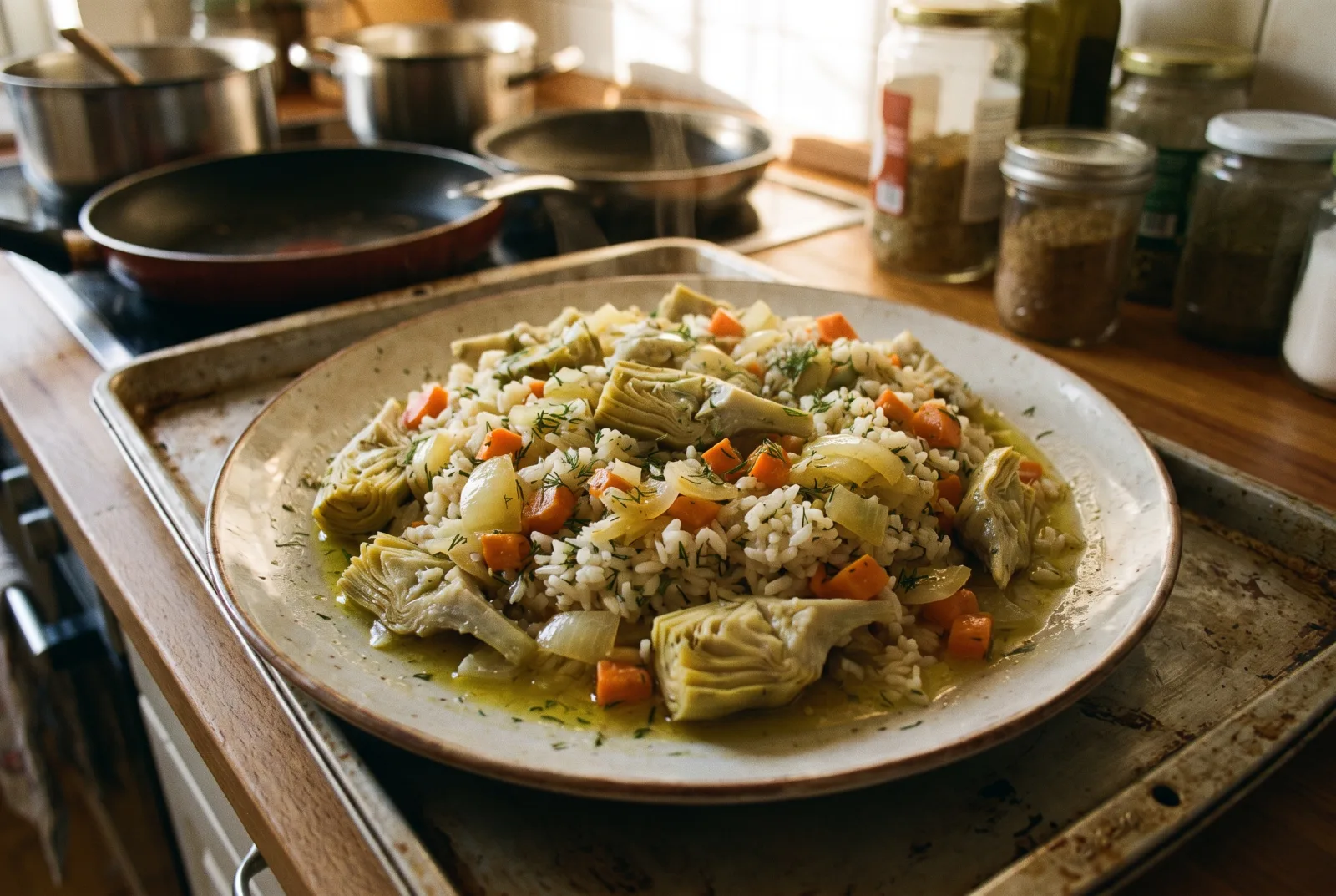 Aegean Artichoke Pilaf with Olive Oil