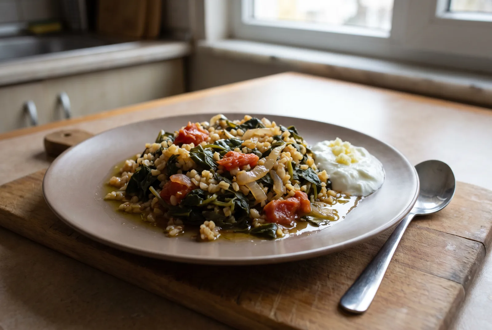 Purslane Bulgur Pilaf | Summer Bulgur Pilaf with Yogurt