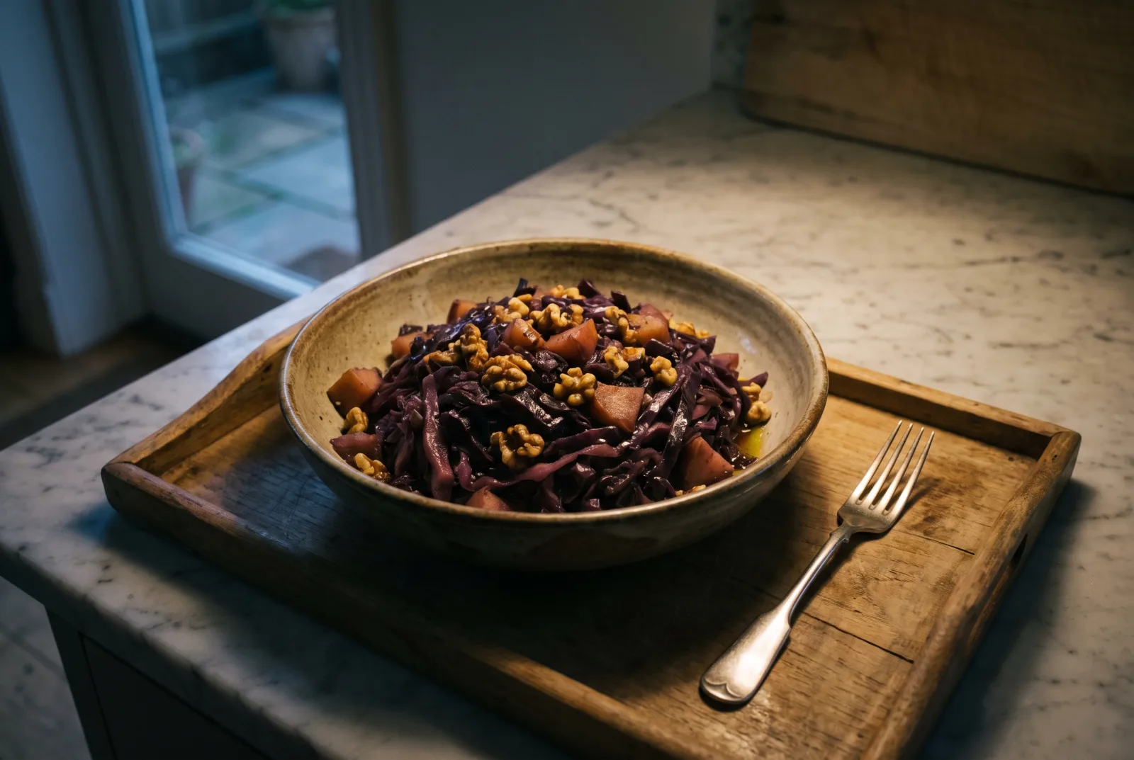 Red Cabbage Salad with Apple and Walnuts