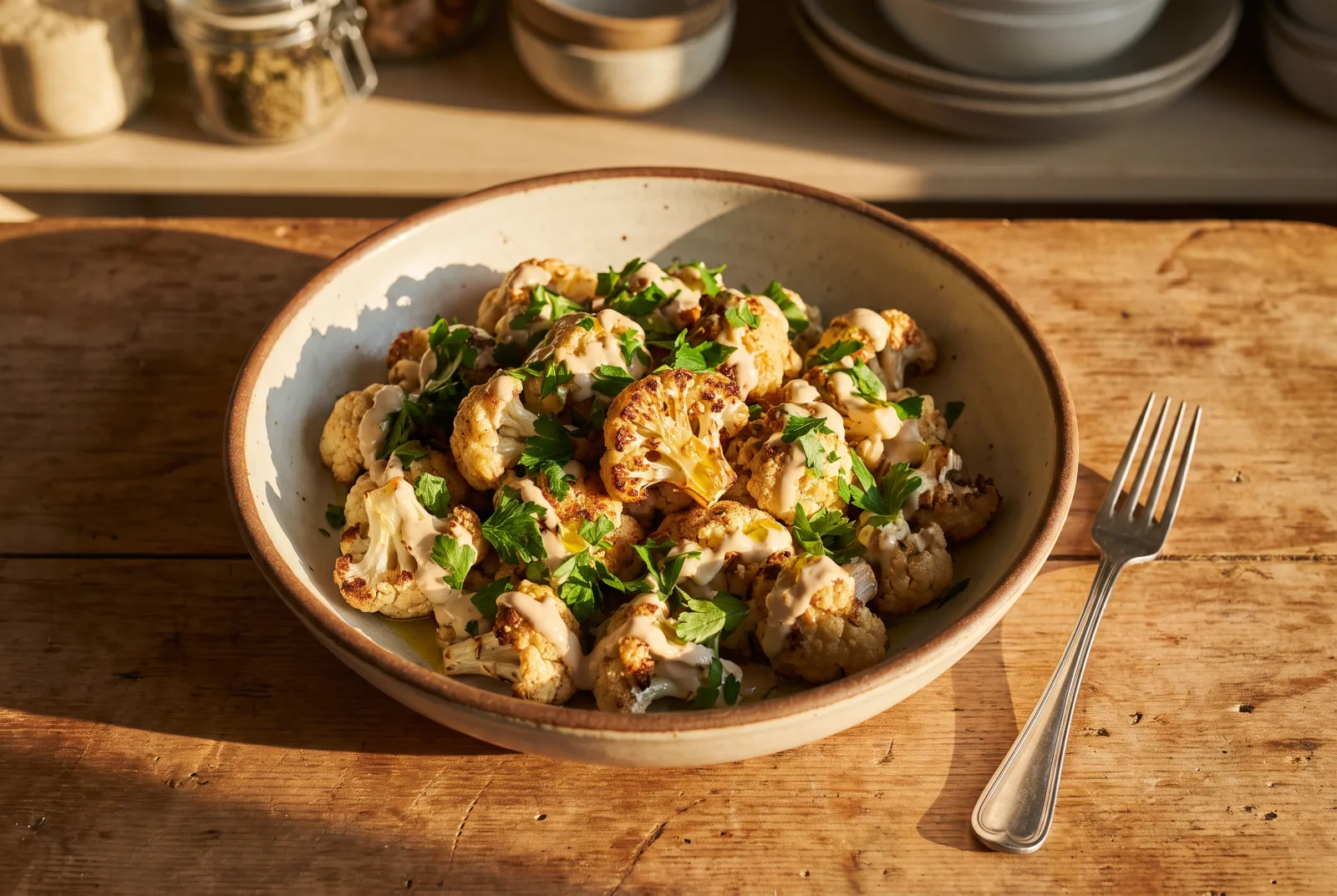 Oven-Roasted Cauliflower Salad — Tahini and Sumac