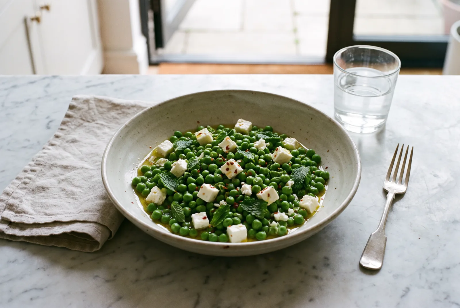 Pea and Turkish White Cheese Summer Salad | A Refreshing Spiced Salad