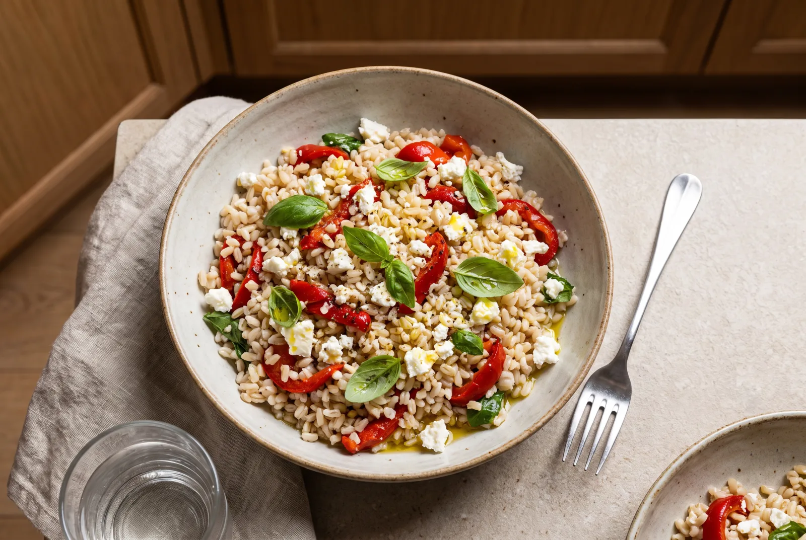 Brown Rice Salad | Roasted Red Peppers and Basil
