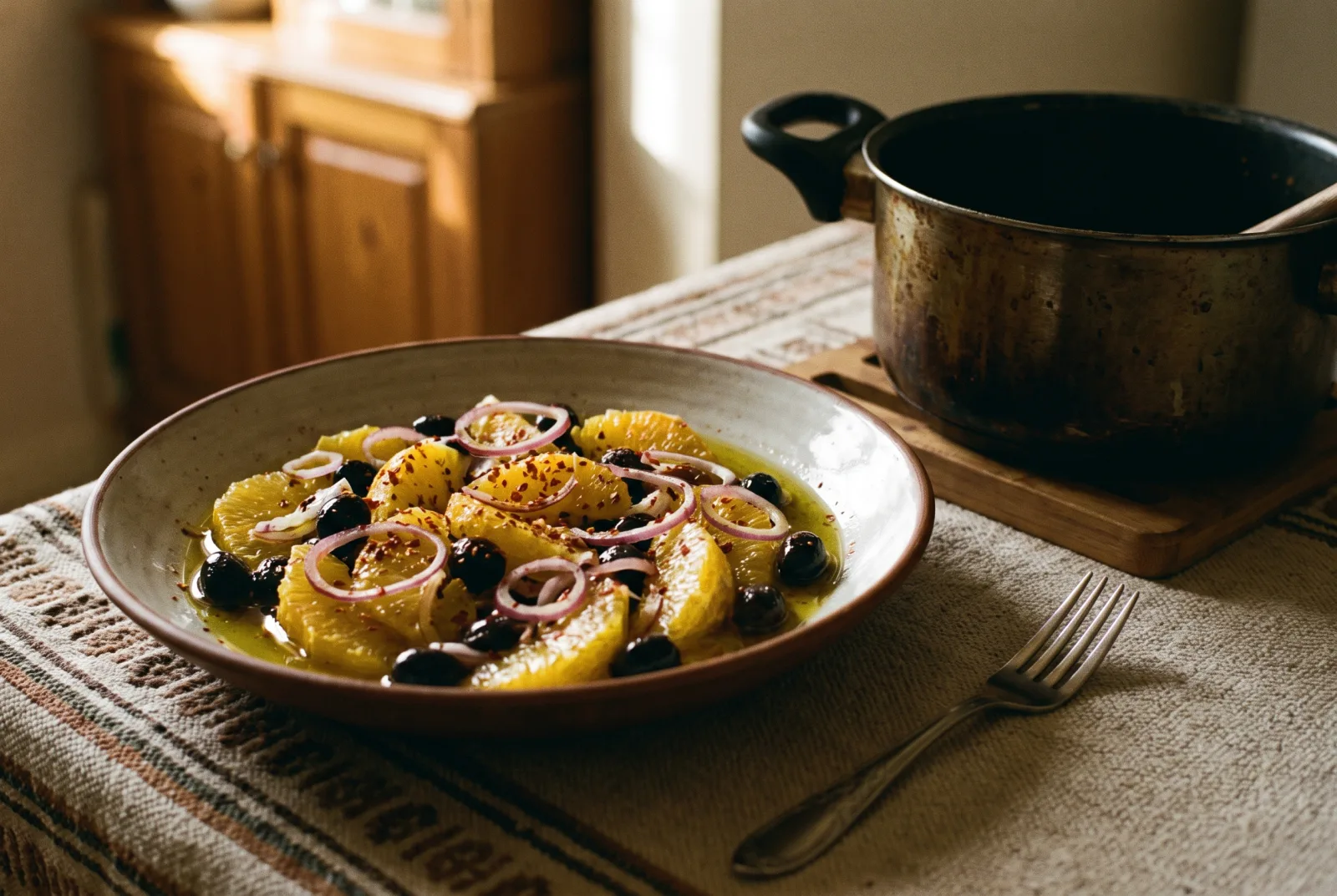 Orange and Black Olive Salad — Aegean Style with Red Onion