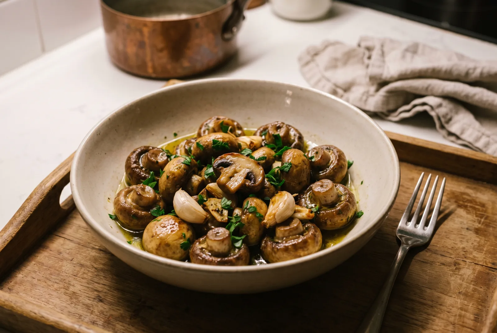 Oven-Roasted Mushroom Salad with Garlic, Herbs and Olive Oil