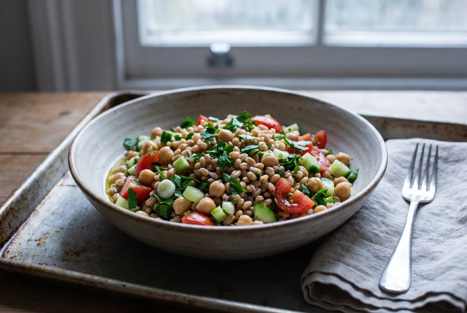 Wheat Berry Salad with Chickpeas and Tomatoes