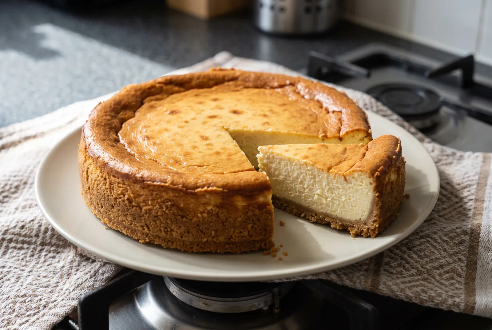 Cheesecake — a Baked Cream-Cheese Cake on a Cookie Crust