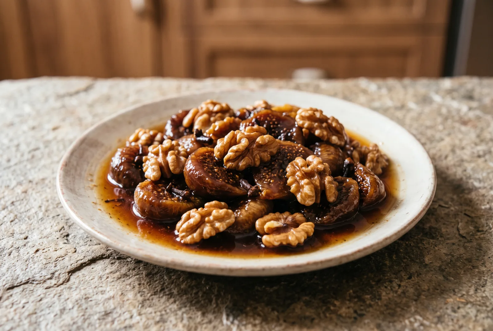 Walnut-Stuffed Dried Figs in Syrup
