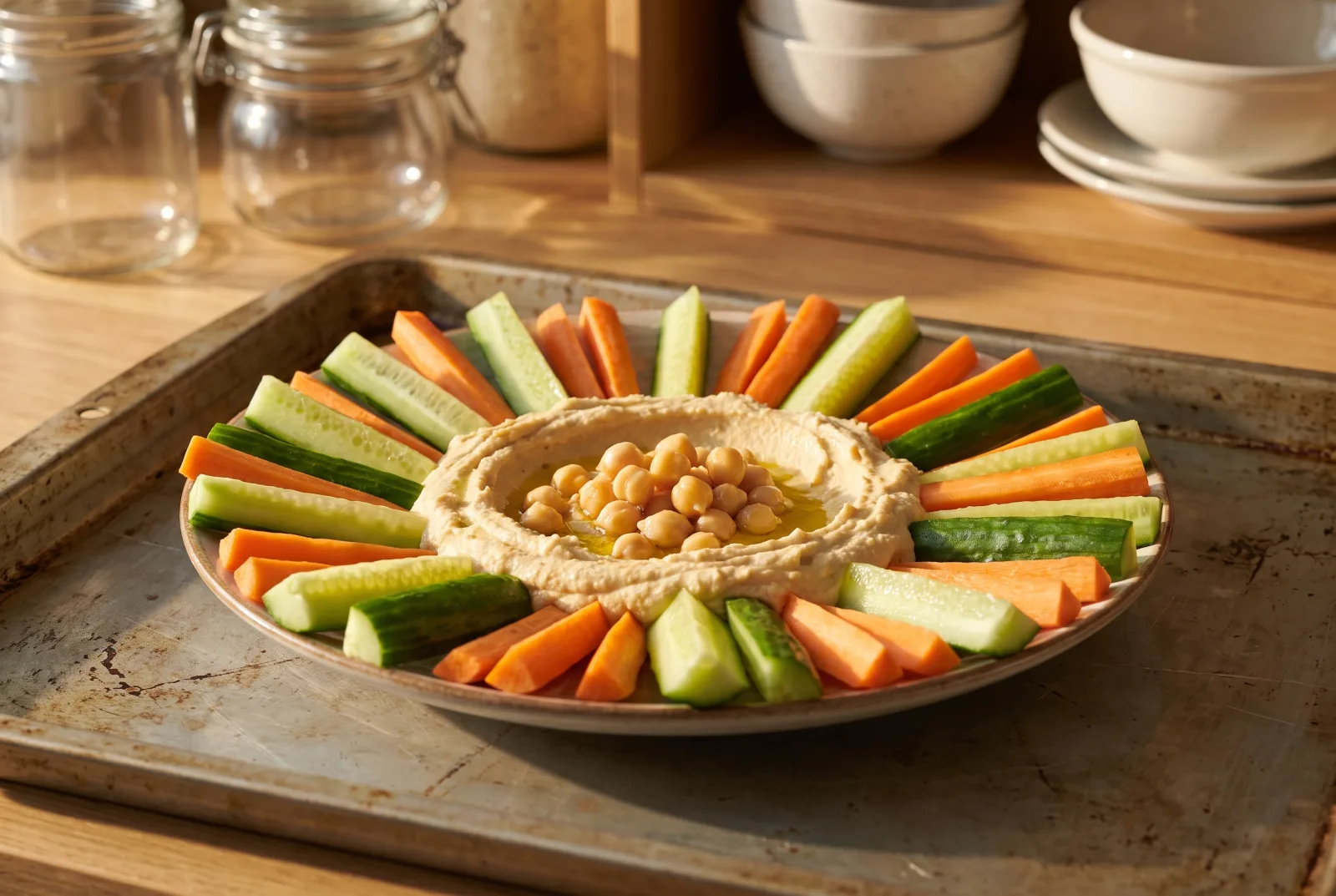 Hummus and Vegetable Sticks — Quick No-Cook Snack