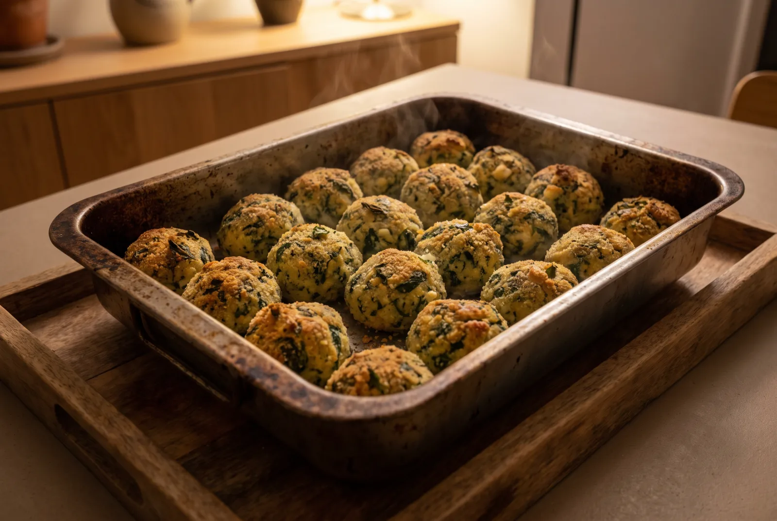 Oven-Baked Spinach Cheese Balls — Crispy Coating